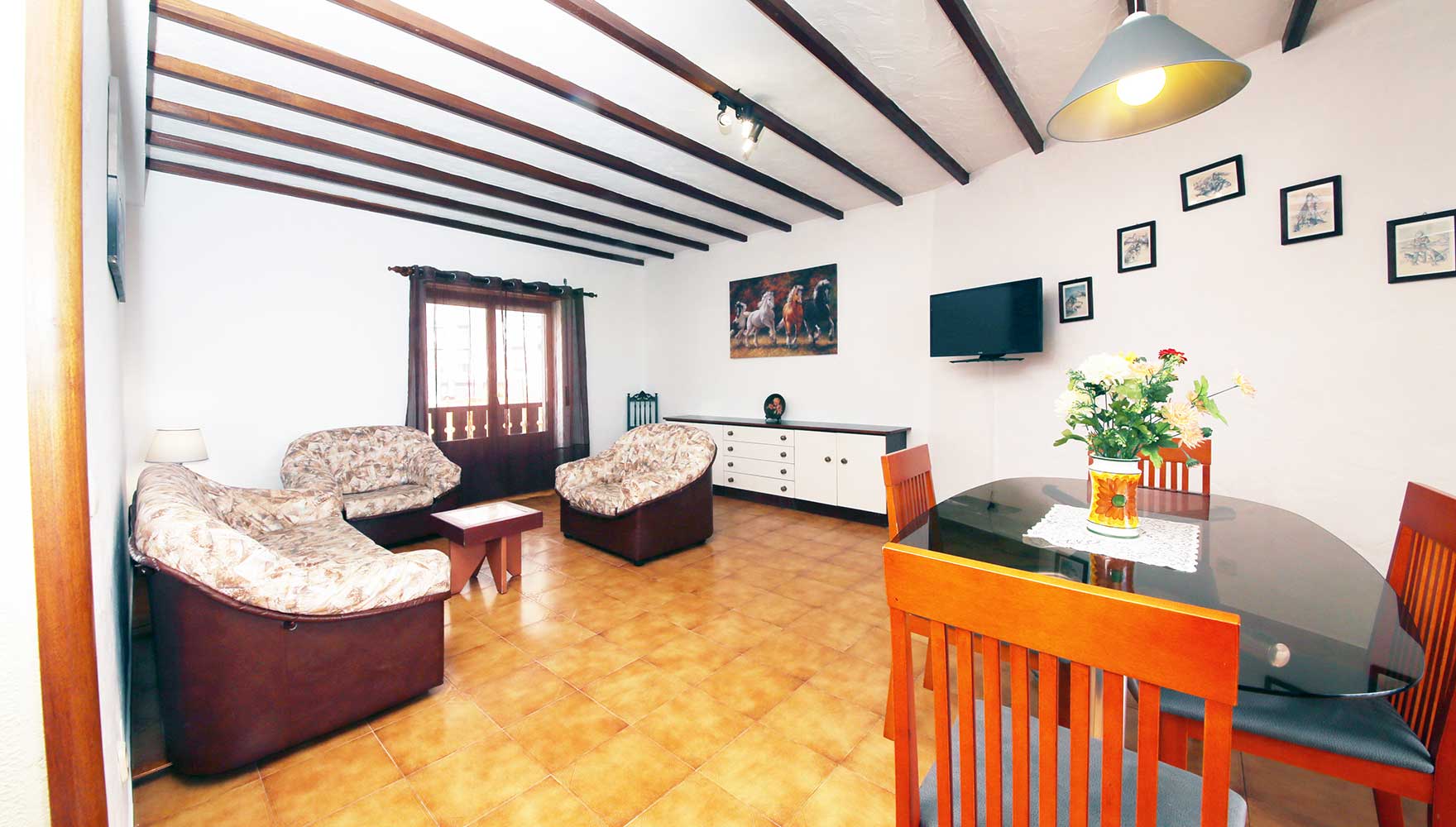 living room and dining area